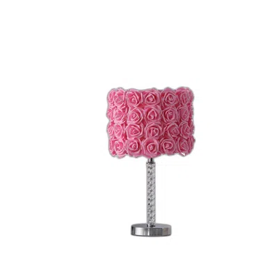 Homezia 18" Pink Roses Acrylic And Metal Table Lamp
