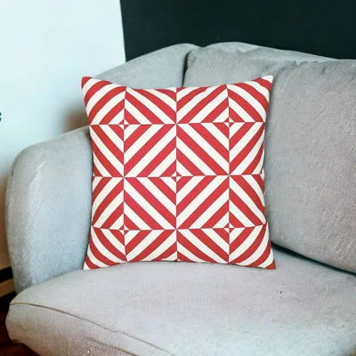 Homezia 18" Red And White Geometric Throw Pillow Cover