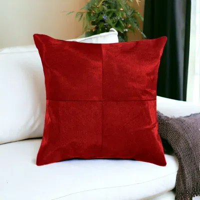 Homezia 18" Red Cowhide Throw Pillow