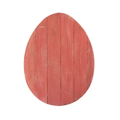 Homezia 18" Rustic Farmhouse Red Wooden Large Egg In Pink