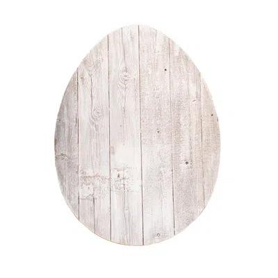 Homezia 18" Rustic Farmhouse White Wash Wood Large Egg