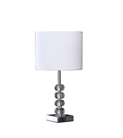 Homezia 18" Silver Table Lamp With White Drum Shade In Metallic