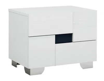 Homezia 18" Superb White High Gloss Nightstand