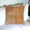Homezia 18" Tan Cowhide Throw Pillow