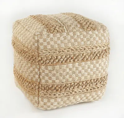 Homezia 18" Tan Jute Ottoman In Brown