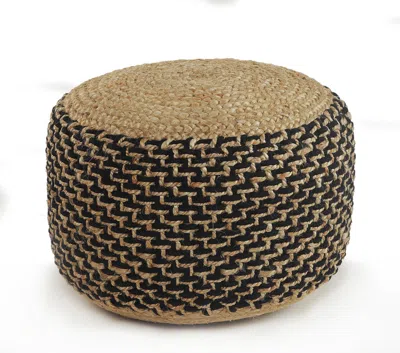 Homezia 18" Tan Jute Ottoman In Brown