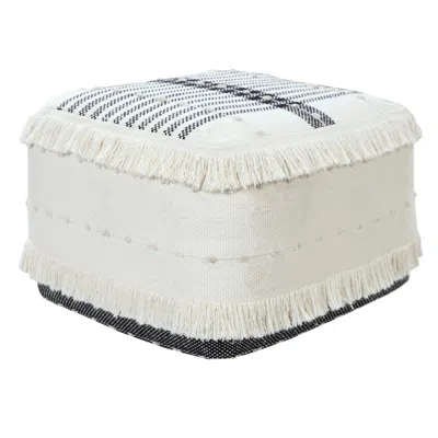 Homezia 18" White 100% Cotton Ottoman