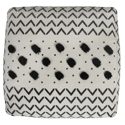 Homezia 18" White 100% Cotton Ottoman