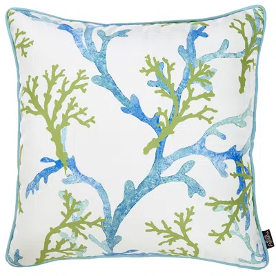 Homezia 18" White Blue And Green Coral Decorative Throw Pillow Cover