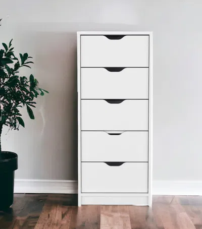 Homezia 18" White Five Drawer Standard Chest