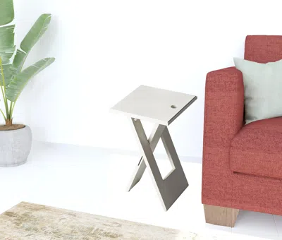 Homezia 18" White Solid Wood Square Folding End Table