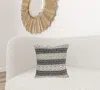 Homezia 18" X 18" Beige And Black Zippered 100% Cotton Throw Pillow With Embroidery