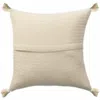 Homezia 18" X 18" Beige And Ivory 100% Cotton Striped Zippered Pillow