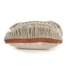 Homezia 18" X 18" Beige And Red Striped Cotton Zippered Pillow With Fringe