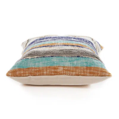 Homezia 18" X 18" Beige Blue And Gray Geometric Cotton Zippered Pillow