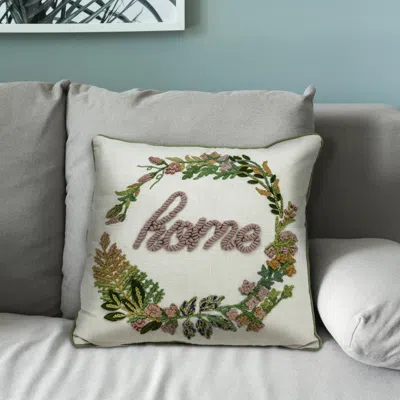 Homezia 18 X 18 Beige Zippered 100% Cotton Throw Pillow