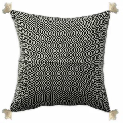 Homezia 18" X 18" Black 100% Cotton Geometric Zippered Pillow