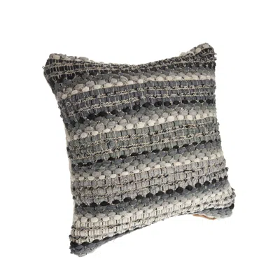 Homezia 18" X 18" Black And Grey 100% Cotton Striped Zippered Pillow