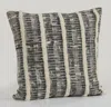 Homezia 18" X 18" Black And Grey 100% Cotton Striped Zippered Pillow