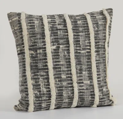 Homezia 18" X 18" Black And Grey 100% Cotton Striped Zippered Pillow