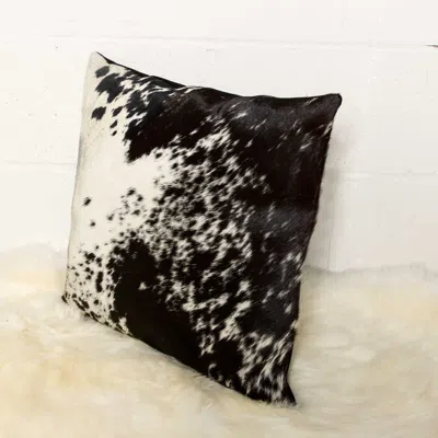 Homezia 18 X 18 Black And White Cowhide Throw Pillow
