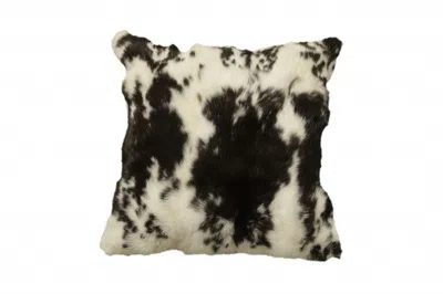 Homezia 18" X 18" Black And White Rabbit Zippered Natural Fur Animal Print Throw Pillow