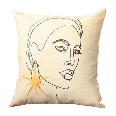 Homezia 18" X 18" Black And Yellow Abstract Zippered Handmade Polyester Throw Pillow Cover In Neutral