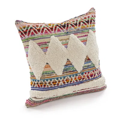 Homezia 18" X 18" Blue And White Diamond Cotton Zippered Pillow In Multi