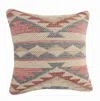 Homezia 18" X 18" Blue Cream And Red 100% Cotton Geometric Zippered Pillow