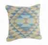 Homezia 18" X 18" Blue Gray And Beige 100% Cotton Geometric Zippered Pillow