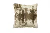 Homezia 18" X 18" Brown And White Rabbit Zippered Natural Fur Animal Print Throw Pillow