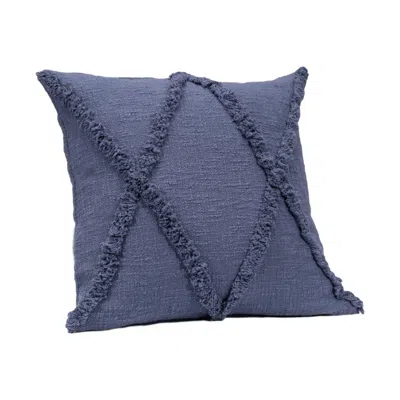 Homezia 18" X 18" Denim Blue 100% Cotton Zippered Pillow