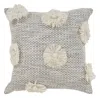 Homezia 18" X 18" Gray And Ivory Geometric Cotton Zippered Pillow With Tassels