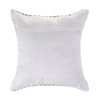 Homezia 18" X 18" Green Blue Gray And White 100% Cotton Chevron Zippered Pillow