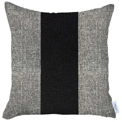 Homezia 18" X 18" Grey And Black Geometric Zippered Handmade Polyester Throw Pillow Cover In Multi