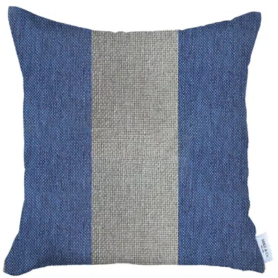 Homezia 18" X 18" Grey And Blue Geometric Zippered Handmade Polyester Throw Pillow Cover