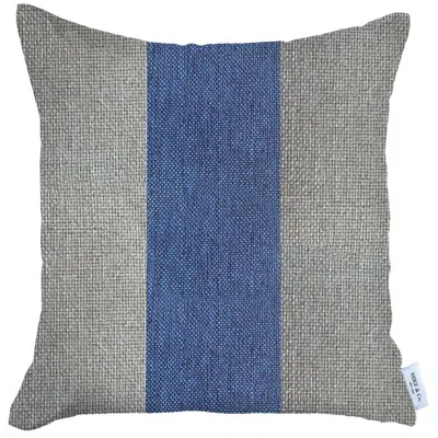 Homezia 18" X 18" Grey And Blue Geometric Zippered Handmade Polyester Throw Pillow Cover In Gray