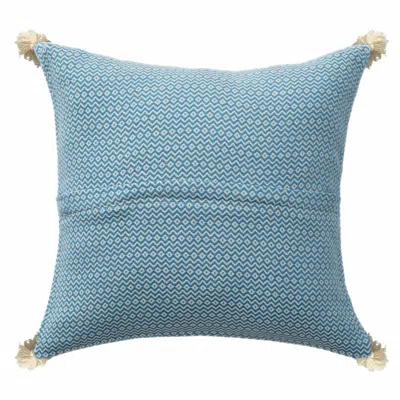 Homezia 18" X 18" Light Blue 100% Cotton Geometric Zippered Pillow