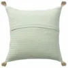 Homezia 18" X 18" Light Turquoise And Ivory 100% Cotton Striped Zippered Pillow