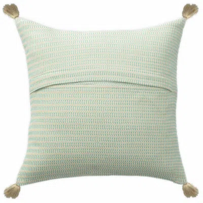 Homezia 18" X 18" Light Turquoise And Ivory 100% Cotton Striped Zippered Pillow