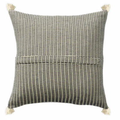 Homezia 18" X 18" Navy And Ivory 100% Cotton Striped Zippered Pillow