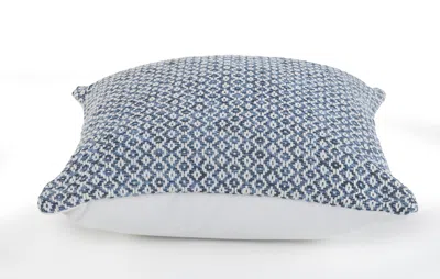 Homezia 18" X 18" Navy And White 100% Cotton Geometric Zippered Pillow