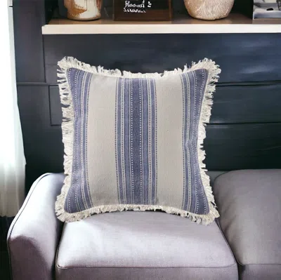 Homezia 18" X 18" Navy Blue And Ivory 100% Cotton Coastal Zippered Pillow In Animal Print