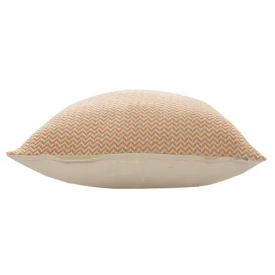Homezia 18" X 18" Orange And Off-white 100% Cotton Chevron Zippered Pillow