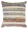 Homezia 18" X 18" Red Green Blue Yellow Orange And Pink 100% Cotton Striped Zippered Pillow
