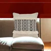 Homezia 18" X 18" Tan And Black Geometric Cotton Zippered Pillow With Shag