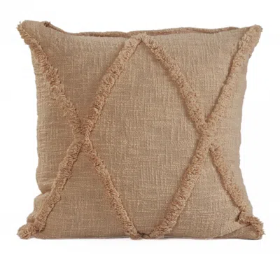 Homezia 18" X 18" Taupe And Brown 100% Cotton Geometric Zippered Pillow