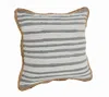 Homezia 18" X 18" White Gray And Tan 100% Cotton Striped Zippered Pillow