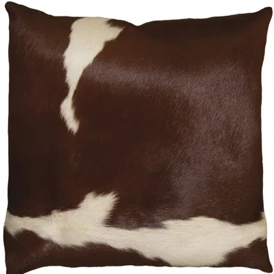 Homezia 18" X 18" X 5" Brown And White Cowhide Pillow