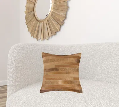 Homezia 18" X 18" X 5" Brown Pillow